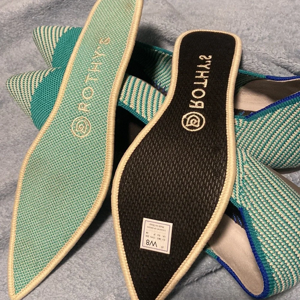 Rothy’s size 8w green and cream used but as you can see in like new condition - Picture 15 of 17